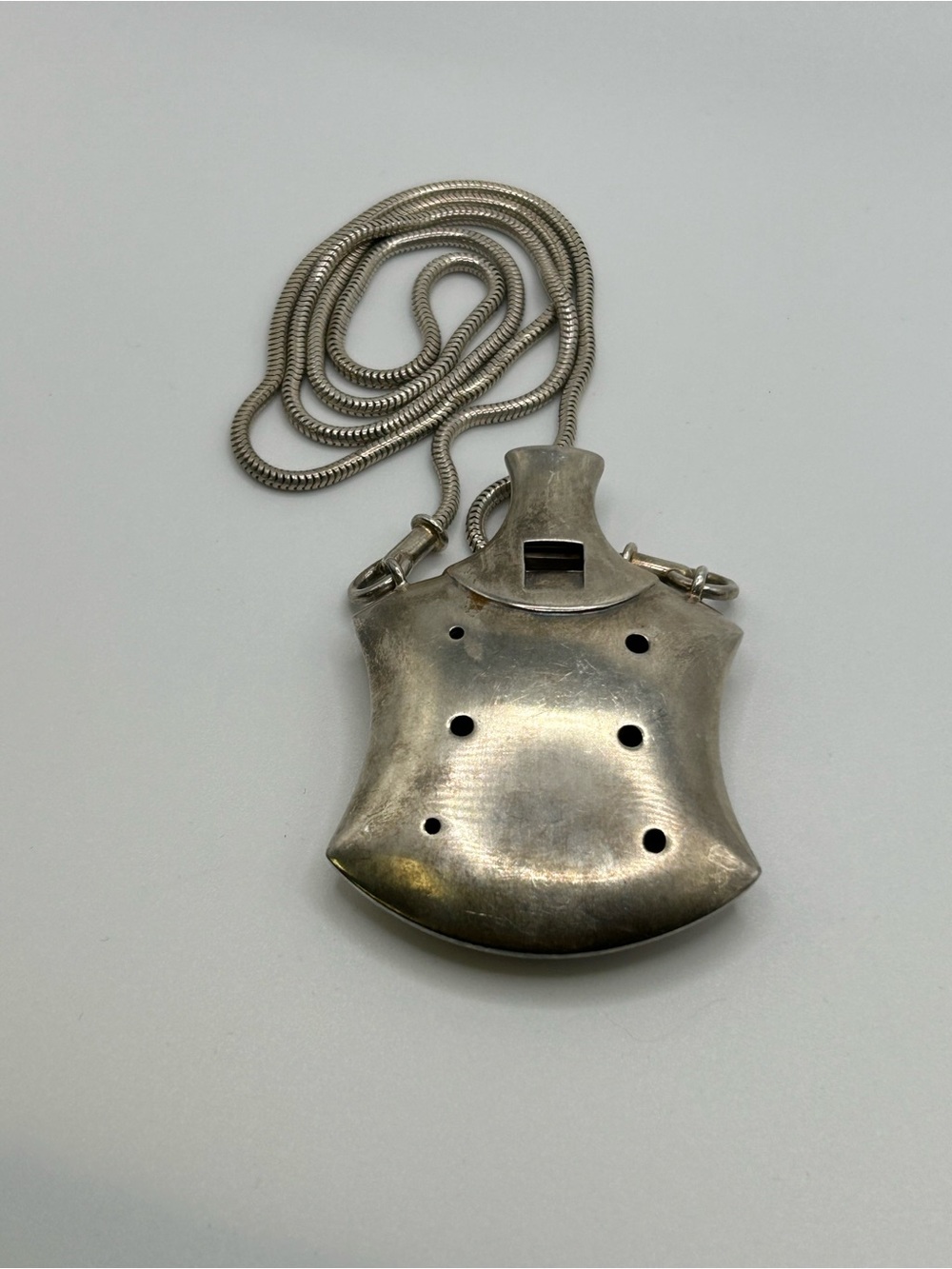 Hans Hansen Vintage Denmark Whistle Flute Snake Chain Necklace Sterling Silver